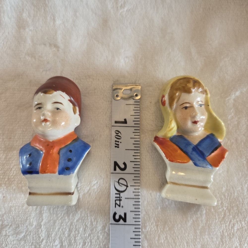 Salt & Pepper Shakers Man and Woman Bust Vintage Made In Occupied Japan Ceramic - Picture 10 of 10